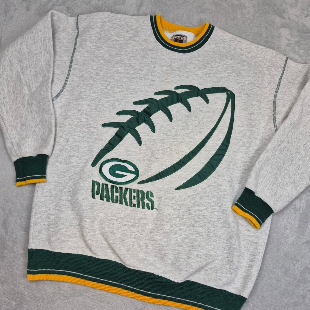 Vintage Green Bay Packers Sweatshirt XL Gray USA Made NFL 90s Legends Athletic